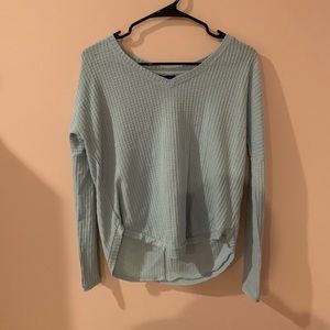 light blue waffle knit sweater